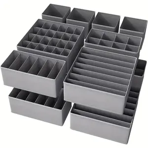 Classic Fabric Storage Organizer Set of 12 Pieces Durable Reinforced Foldable Drawer Dividers for Socks and Underwear Open Front Lid Type for Organizing Home Wardrobes Home Organization Storage Containers Baskets Boxes