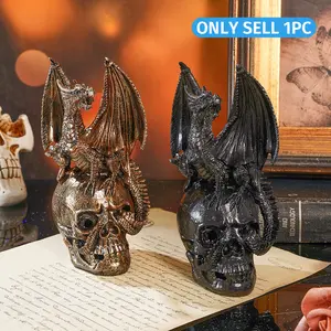 Halloween Party Dragon Skeleton Decor, Creative Resin Ornament, Dual Color Options, Home Decoration, Tabletop Display, Indoor Use, Realistic Skull Design