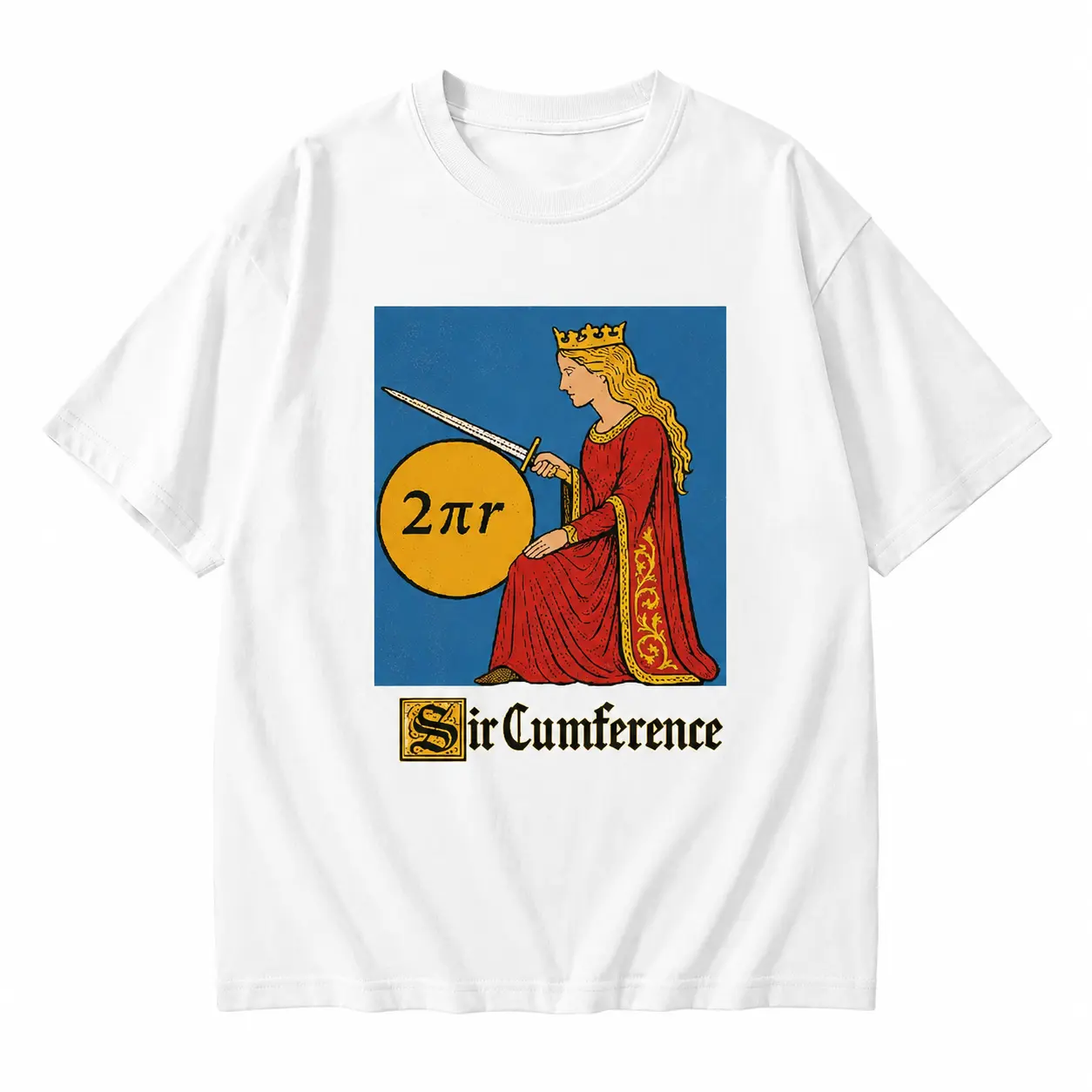 Men's Short-Sleeve Vintage Medieval Print Classic Loose-Fit Graphic T-Shirt, 2r Circle Formula Math Nerd Unisex Casual Tops, Machine Wash Funny Streetwear for Couples Back to School