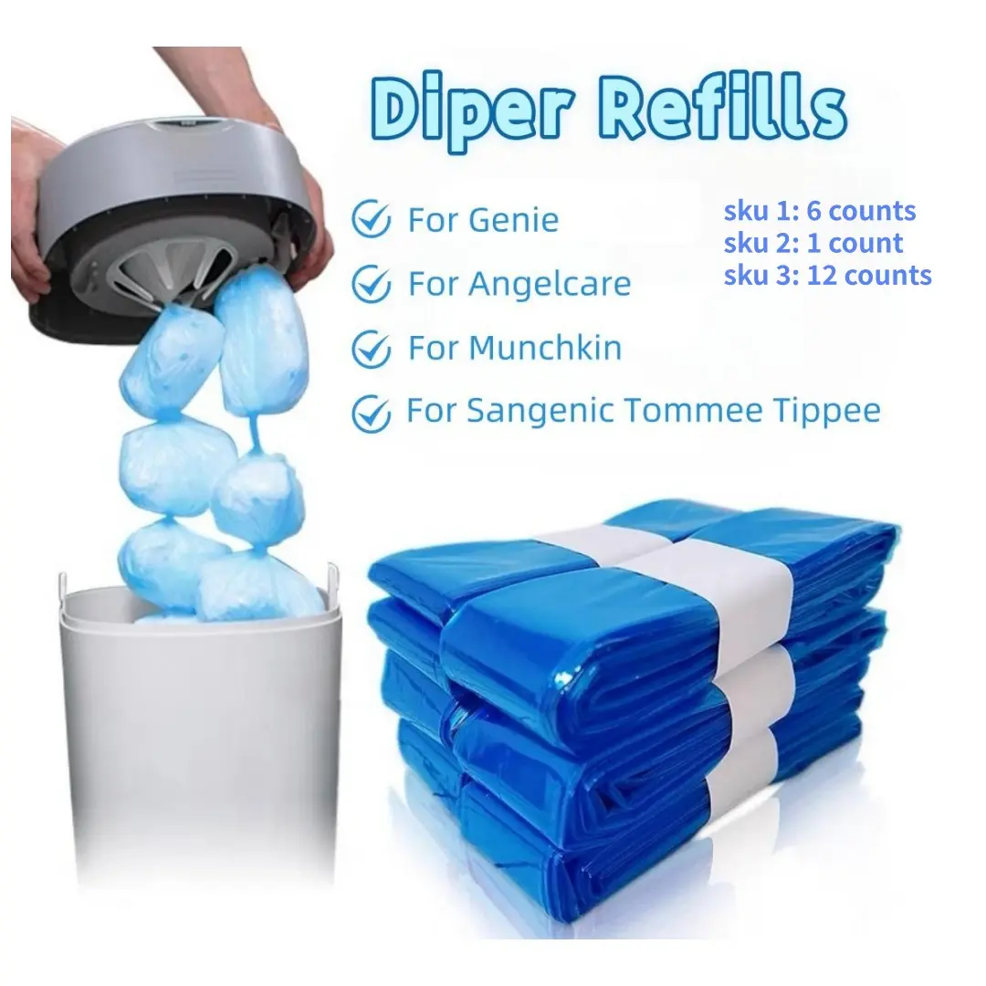 Refill Bags for Tommee Tippee Diaper Pail Refill Bags for Genie Nappy Bin Scented Refills Trashbags for Angelcare for Munchkin Plastic Trash Bags Garbage Bags