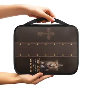 Lion Print Bible Cover Bag, Durable Polyester Design, Portable Handle & Zipper Closure, Ideal for Church & Daily Use, Multifunctional Storage Bag, Versatile Storage Carrying Bag, Portable Storage Bags