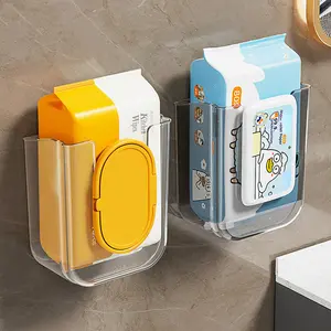 Wall Mounted Wet Wipe Dispenser, Self-Adhesive Plastic Holder, Large Opening, Strong Load Capacity, Ideal for Toilet Paper Storage Box, Bathroom Organizer