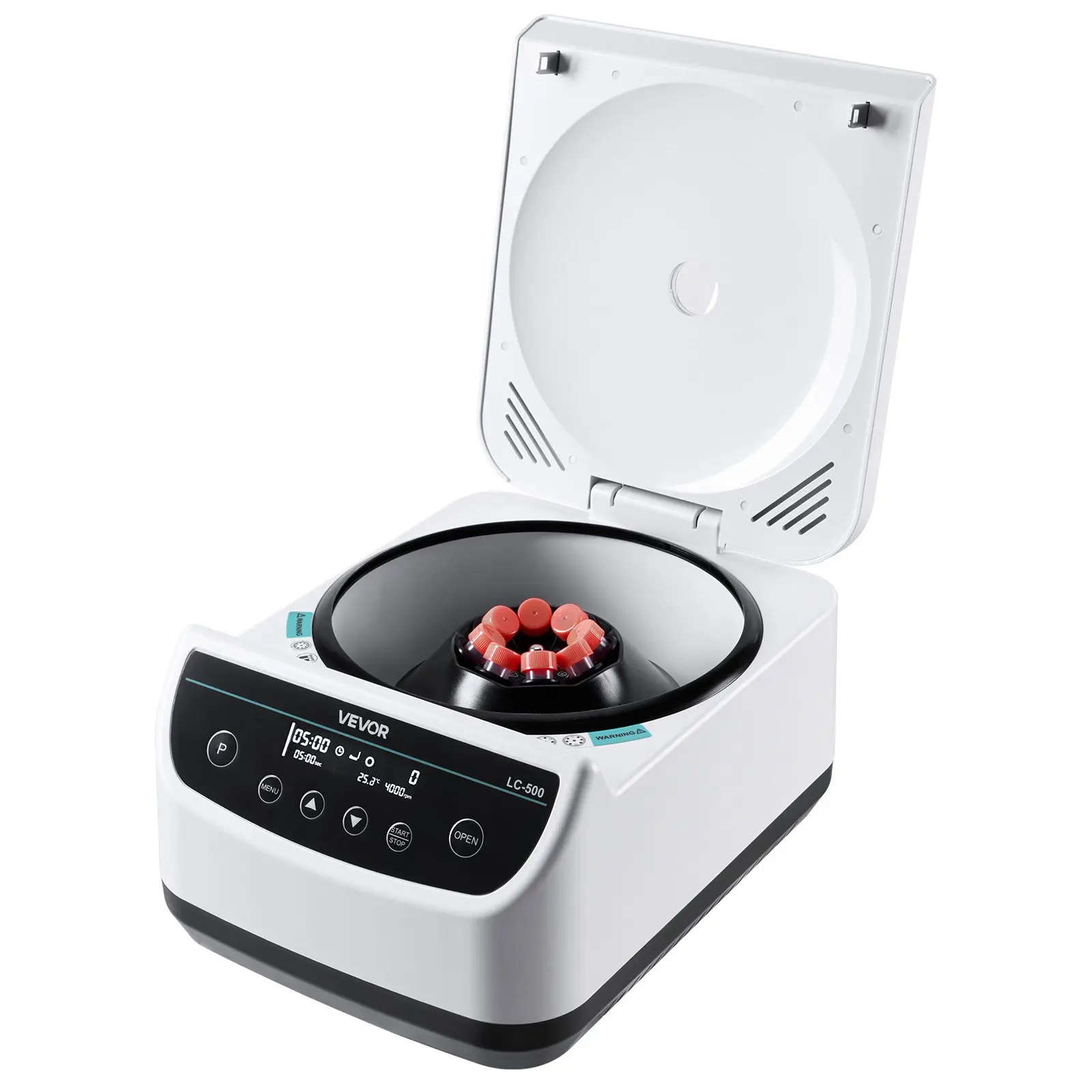 VEVOR Stable Electric Laboratory Centrifuge Machine, 500-4000rpm Adjustable Speed, 100-1900xg RCF, 1 Rotor for 2/5/10/15ml Tubes, Button-Controlled Timer, Heat Protection for Biology Experiments, Plastic, 380 X 290 X 200 Mm