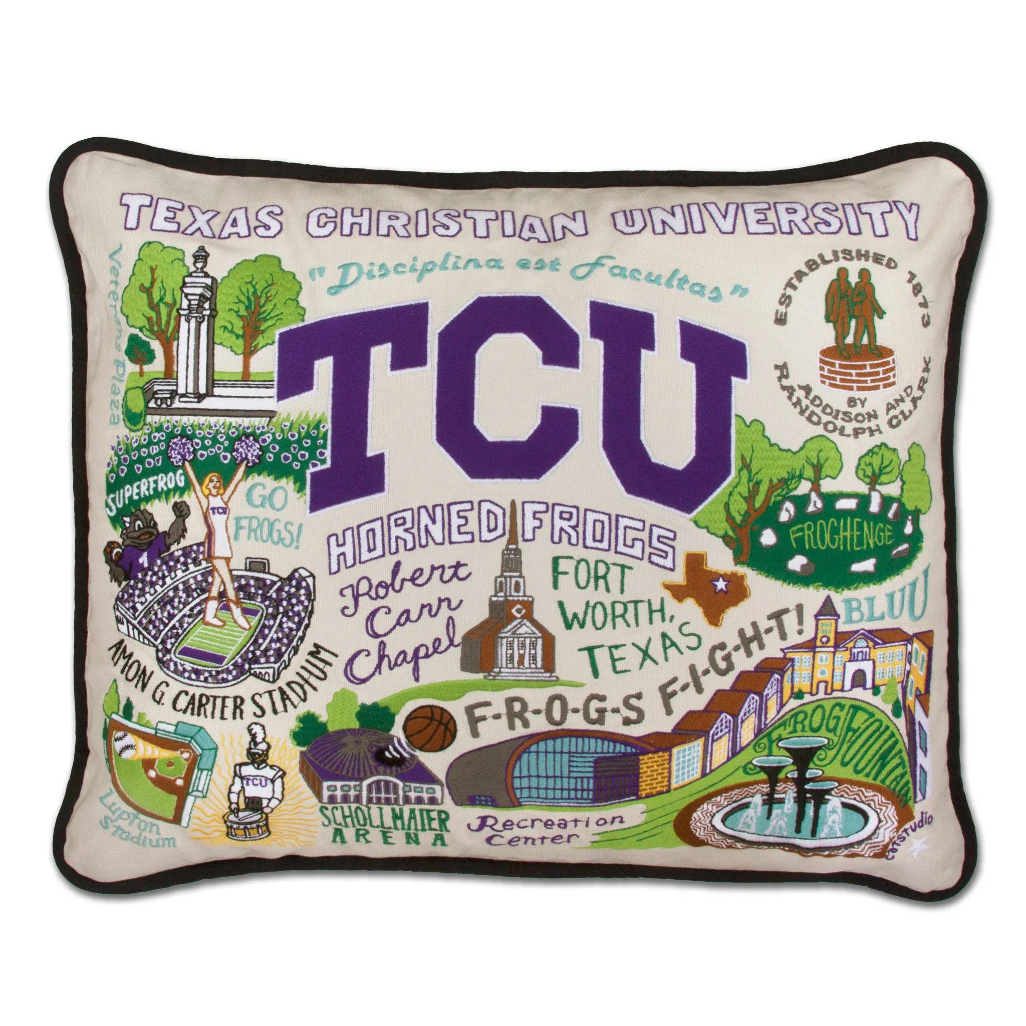 Texas Christian University (TCU) Collegiate Embroidered Pillow