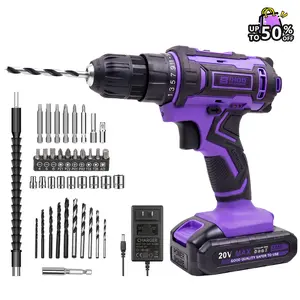 Drill set for women，Purple Cordless Drill Set, 20V High-Torque Impact Drill Driver, 3/8-Inch Keyless Chuck Variable Speed with Battery & Charger, Complete Drill Bits Set, Summervibes Home DIY Tool Kit | TikTok Shop Spring Glowup