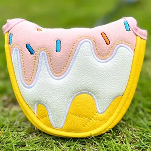 Cute Ice Cream Golf Mallet Putter Cover, Magnetic Closure Half-Mallet Putter Headcover, Stylish PU Golf Club Protector, Funny Golf Accessory Gift, Golf Gear