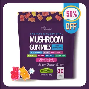 80 Pcs Mushroom Gummies, 2025 Organic Mushroom Gummies & Berberine Gummies Lion's Mane, Mixed Fruits, Mushroom Gummies, Ashwagandha Gummies,  Berberine Gummies, Gruns Daily Gummies, Mushroom Supplement, Ashwagandha Gummies for Women