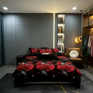 Heart Print Bedding Set, Soft Comfort Breathable, 3 Piece Includes 1 Duvet Cover and 2 Pillowcases, Bedroom Dorm Decor