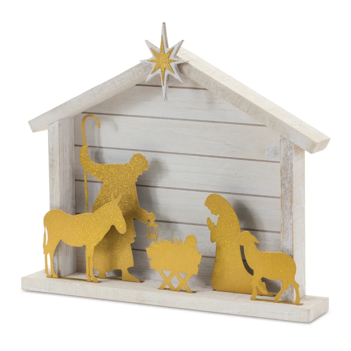Melrose International 87083DS Cut Out Metal Religious Nativity Decoration Set, 17.75 in. (Wooden Accents Included)