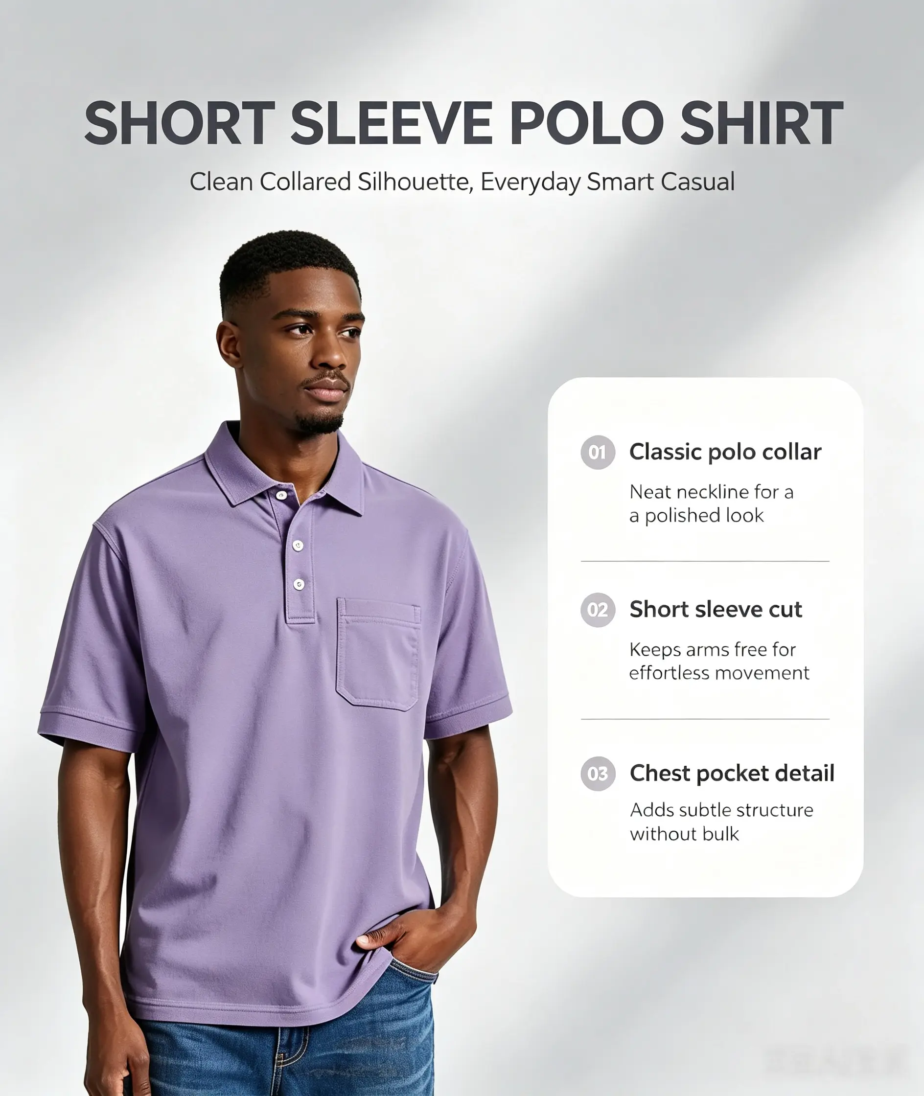 Men’s Pure Cotton Casual Polo Shirt - Turn-Down Collar, Single-Side Patch Pocket, Simple Fit, Breathable Summer Top, Solid-Color, Ideal for Beach Vacations & Everyday Wear, Multi-Color Options