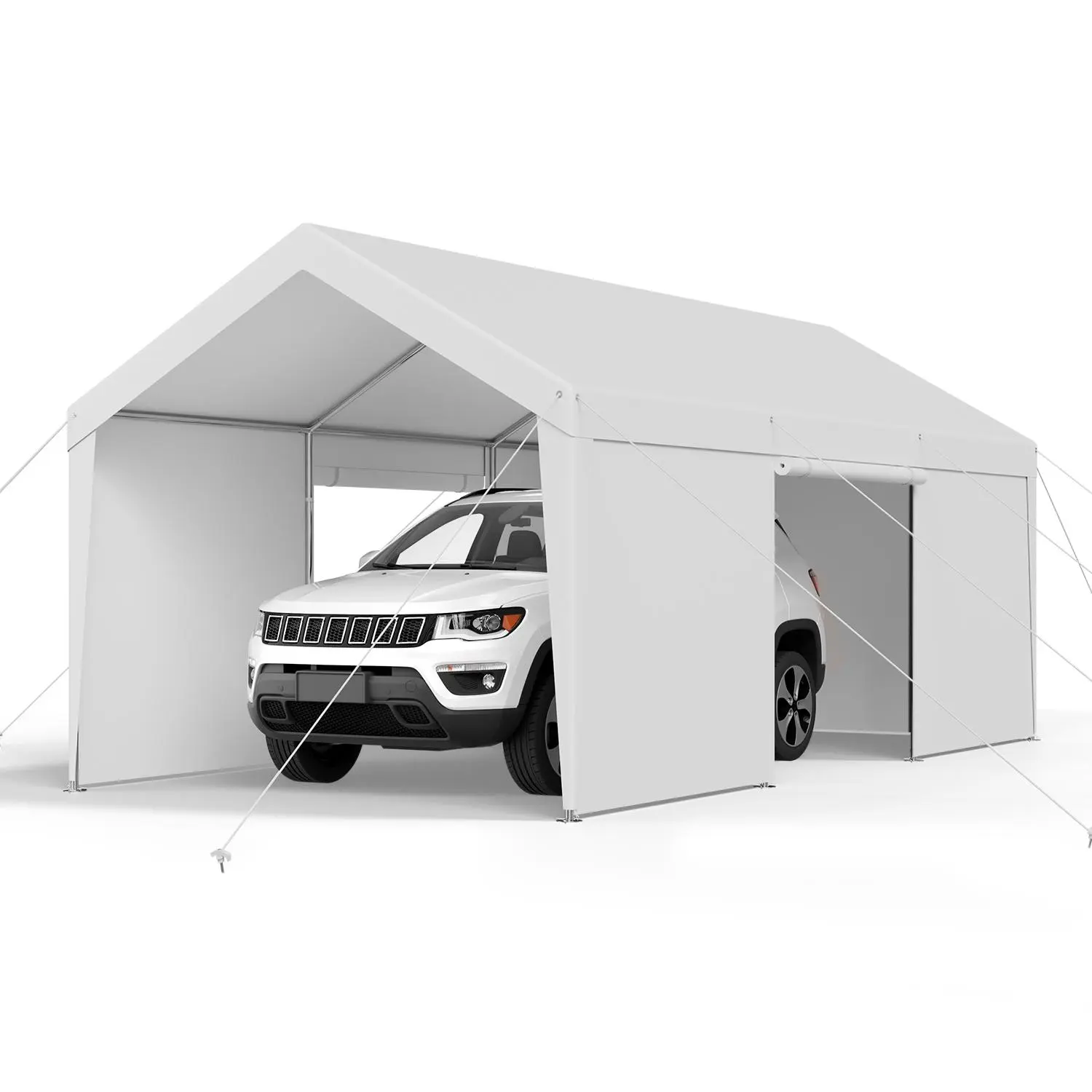 Carport 12x20 FT, Heavy-Duty Portable Garage Tent with a Galvanized Alloy Steel Frame, Waterproof Canopy, Removable Sidewalls & Zipper Door, Portable Tent, Projects, Outdoor Equipment