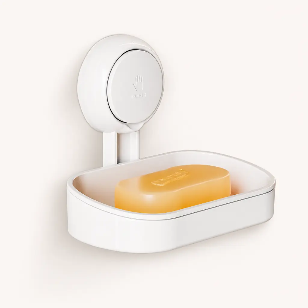 Self Draining Soap Dish Holder for Bathroom - Suction Cup Wall-Mounted Installation, Bar Soap Dispensers Compatible, Drainage Design for Dry Interior, Soap Dish With Drainage