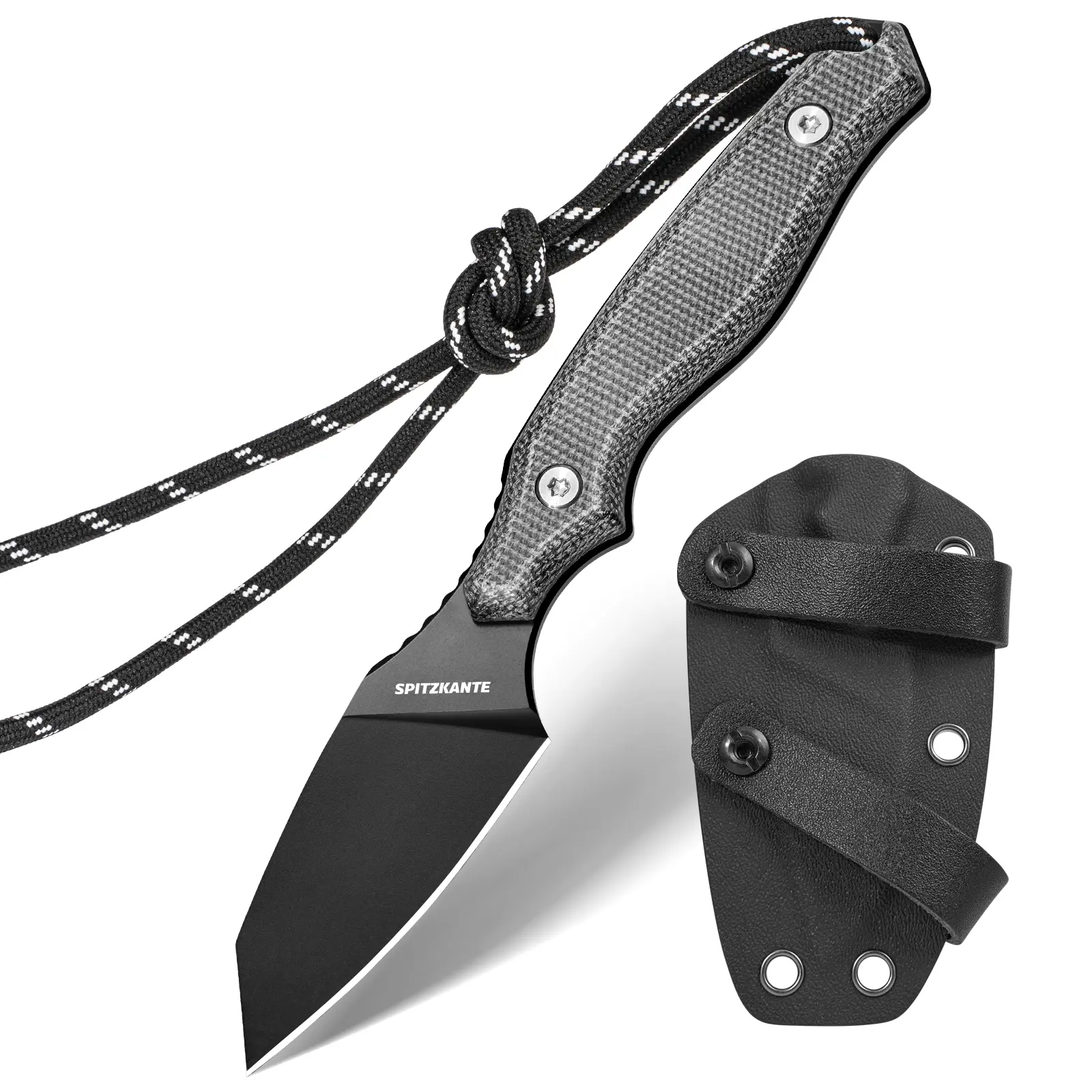 Small Outdoor Tool Knife with Micarta Handle & Horizontal Carry Sheath, EDC Knives for Camping, Hiking & Gifts for Men