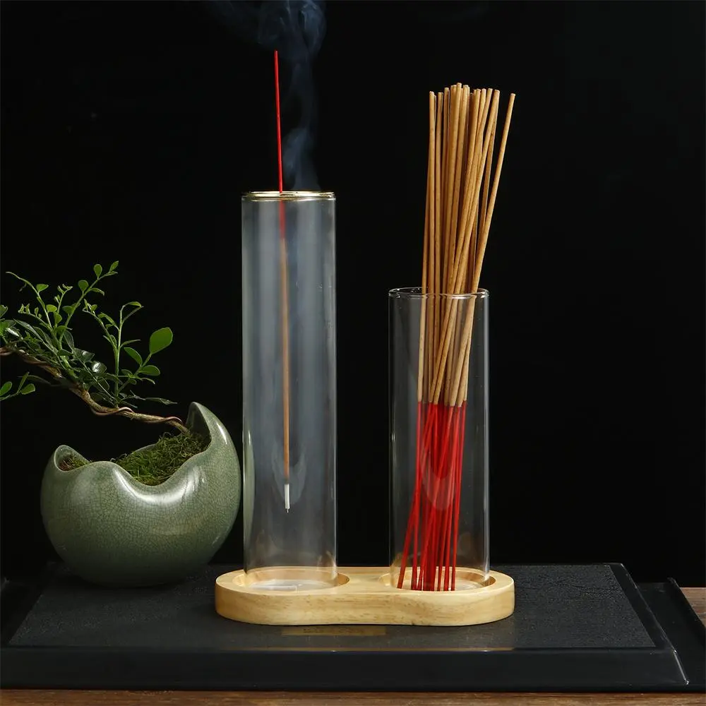 2 in 1 Glass Incense Holder without Incense Stick, 1 Set Incense Burner with Removable Ash Catcher, Incense Burner Holder for Home Decor, Room Decor, Fragrance Incense, Home Scent, Calming Home Fragrance, Home Fragrance Products, Aroma for Home