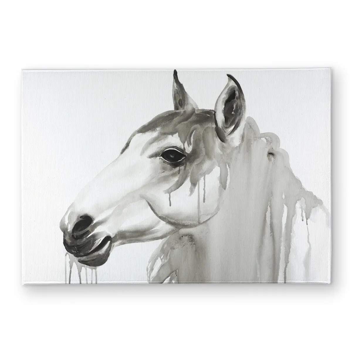 Begin Home Decor CODM1724S94ZLV Entrance Doormat, 17x24 in. Minimalist Gray Printed Design Doormat with Beautiful White Horse for Home Decor, Printed Design Doormats