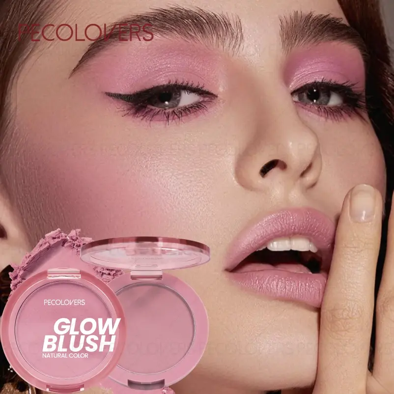 1PC Blush- Glow, Flawless Low-Saturation Soft Gradient Matte Finish, Light Pink to Purple Shades, Various Colors to Choose, Nude Makeup, Monochrome Blush Palette, Suitable for Beginner, Lightweight Natural Look