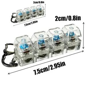 [Graduation Gift] Glowing Keyboard Fidget Toy, 4-In-1 Decompression Button Keychain,  transparent keycaps toy & Sensory Keychain, with LED lights，Ideal for Anxiety Stress Relief