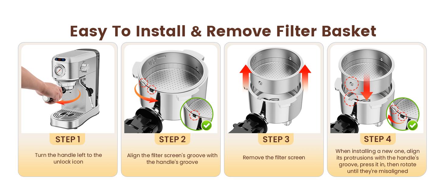 Espresso Machine 20 Bar, Compact Coffee Maker with Stainless Steel Design & Steam Milk Frother, 34oz Removable Water Tank for Lattes & Cappuccinos, Silver