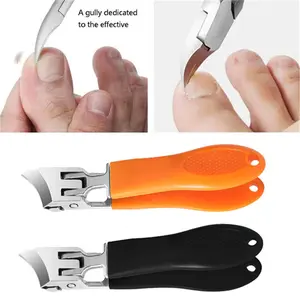 2pcs Random Color Wide Mouth Opening Anti-Splash Angled Nail Clippers, Oblique Nail Clippers, Long Handle Anti-Splash Nail Clippers for Elderly Adult Thick Nails Curved Blade Curved Toenail Clippers for Men