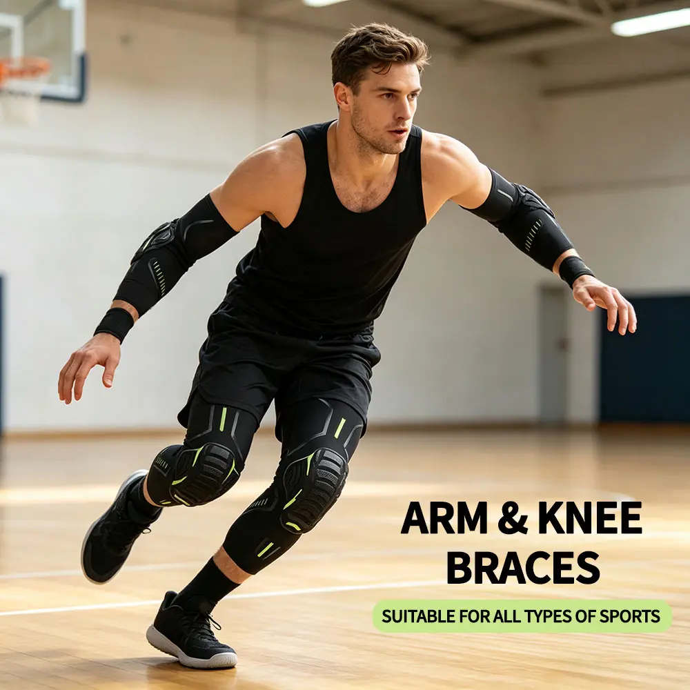 Unisex Pressurized Elastic Sports Elbow & Knee Protection Set, Compression Leg Sleeve, Support Gear for Fitness, Cycling, Basketball