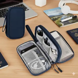 Waterproof & Tear-Resistant Tech Organizer. Modular Quick-Access System, dedicated Headphone 7 power bank Compartments with Usb ports. Ideal for Commute & Travel, Fits All Digital Accessories. Durable Pouch Travel Organizer Bag