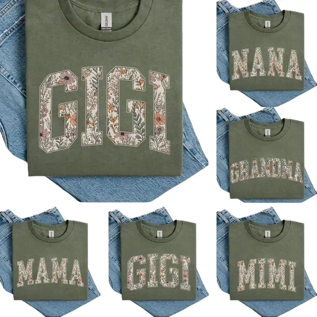 Personalized Mama T-shirt, Custom Grandma T-shirt, Mothers Day Gift, Mimi T-shirt, Floral Gigi Grammy Nana Meme Nanny Granny T-shirt - TrendWear USA