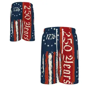 Men's 1776-2026 USA 250th Anniversary USA Flag Shorts - Summer Breathable Bird's Eye Mesh Lining Swim Trunks, Gift for Him