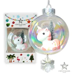 Baby Unicorn Plastic Ornament with Magnetic Crystal 3"x7"