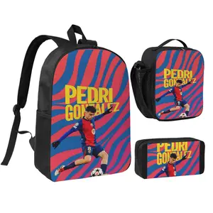 3pcs Neymar Merch Backpack Set Neymar Rolling Meme Brazil Quote Merch Outdoor Daypack with Insulated Lunch Bag & Pencil Pouch Vintage Neymar Barcelona Retro Merch Ultra Lightweight Backpack for Camping, Picnic, Daily Commute Back to School Gift