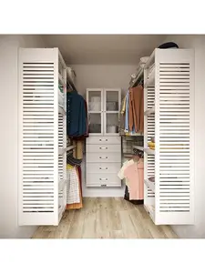 9'× 8' Solid Wood U Shaped Walk-In Closet Organizer with Shaker Drawers and Doors