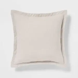 Euro Cotton Linen Blend Chambray Decorative Throw Pillow Natural - Threshold: Indoor Square Pillow, Zipper Closure, OEKO-TEX Certified