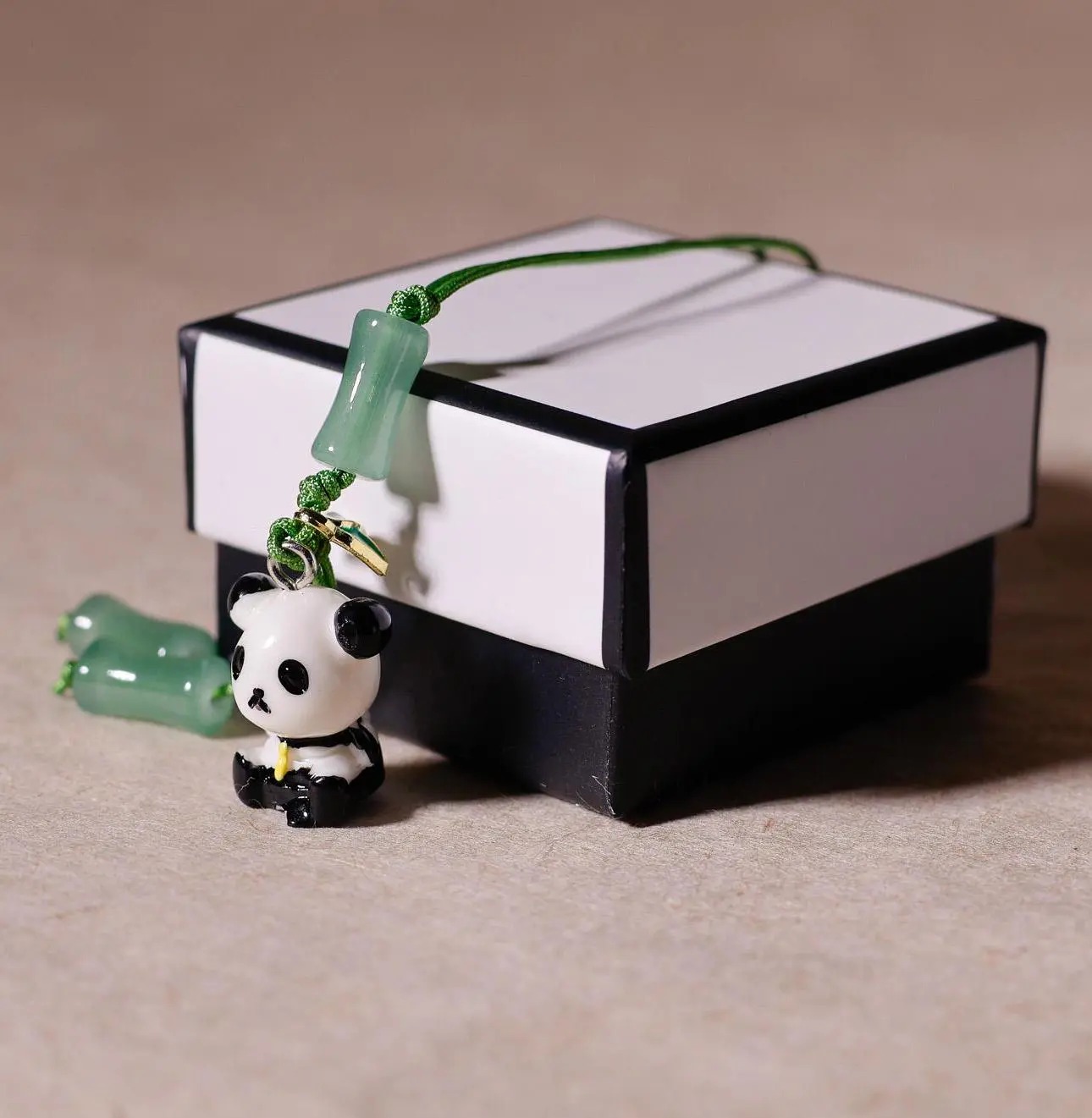 Korean Panda Charm Keychain | Bamboo Bag Accessory