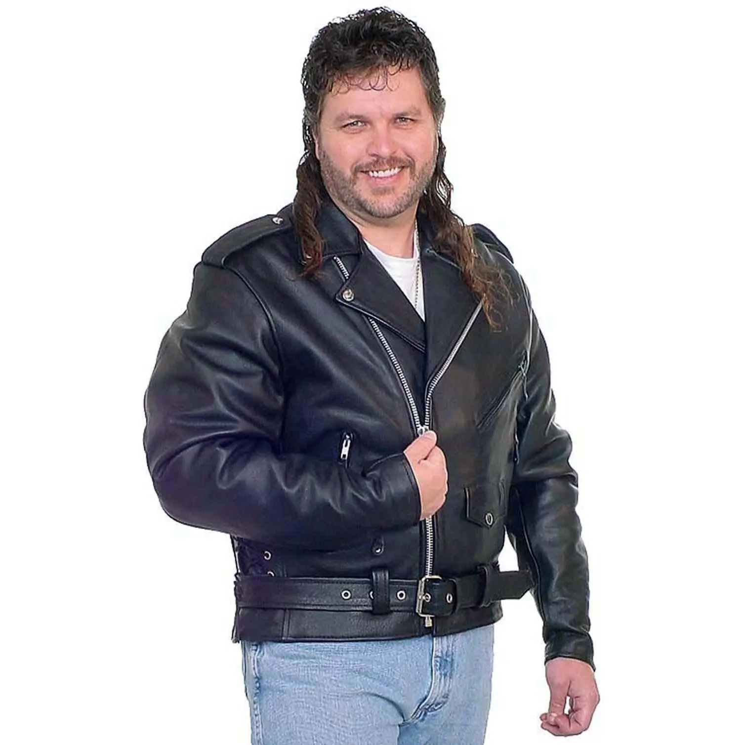 Big & Tall Leather Motorcycle Jacket #M727ZT