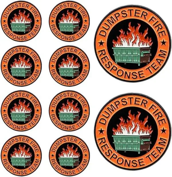 Funky Enamel Brooches - 6/12 Pack Whimsical Dumpster Fire Lapel Pins, Collectible Decor Pins, Funny Gifts Accessories for Coworkers, Employee Appreciation Gifts for Jackets & Hats, Brooch Pin Clip, Enamelpin