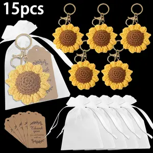 Large Crochet Sunflower Keychain Gift Set, Bag Charm, Keychain for Bags, Key Holder, Perfect for Friends, Birthdays, Graduation, Mother's Day, Christmas Gifts, Keychain Bag Pendant