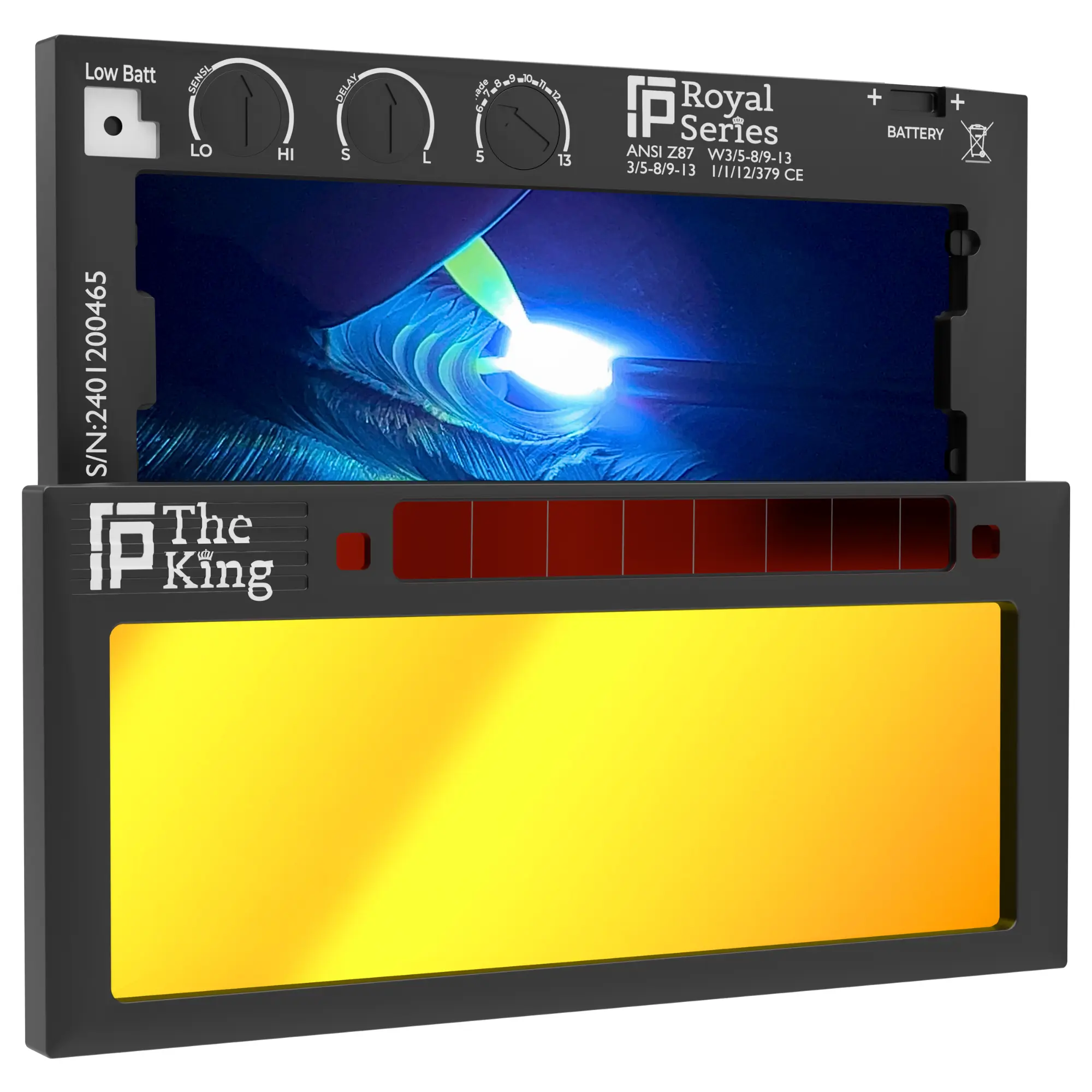 The King Adjustable 1.0 - NOT FOR TIG - Gold Adjustable Auto Darkening Welding Lens