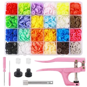 Plastic Snap Fasteners Kit 360 Sets 12mm T5, No Sew Snap Buttons with Press Pliers Tool for Sewing Fabric Clothes DIY Craft