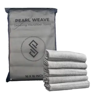 STANCEPHER Pearl Weave Detailing Microfiber Towel 5 Pack 16x16 Inch 420GSM for Ceramic Coating Buffing & Leveling Microfibercloth