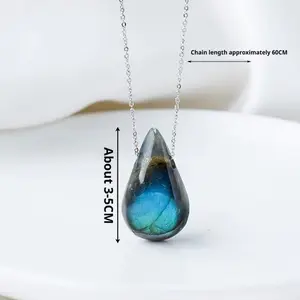 Handpicked Unique Crystal Necklace Set - Rough-Polished Natural Moonstone Drop, Labradorite Drop, Fashion Costume Jewelry Accessories for Women, Pendant Design Festival Gift, Moonstone Crystals