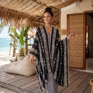Boho Embroidered Kimono Cover Up | Flowy One Size Fits All Beach & Daily Shawl style perfect
