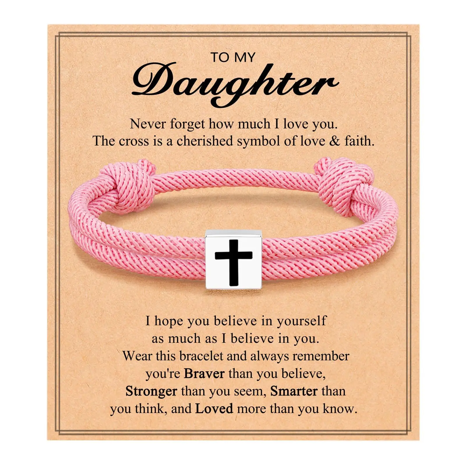 Pink Milan Rope Bracelet Daughter Card
