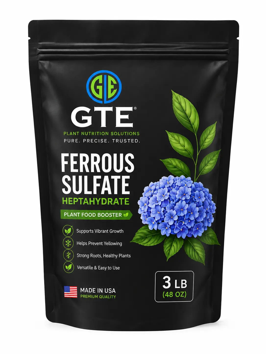 20% Iron Water-Soluble Ferrous Sulfate Powder Garden Fertilizers, 3 lbs for Garden Soil Chlorosis Fix & Foliage Greening