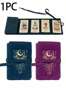 Tarot Card Storage Bag Drawstring Pouch with Butterfly and Moon Pattern, Drawstring Closure, Soft Fabric, Portable Design, Perfect Valentine's Gift, Blue