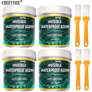 4PCS/2PCS Invisible Waterproof Agent With Brush, Waterproof Insulating Sealant, Super Strong Bonding Sealant, Invisible Waterproof Anti-Leakage Agent, 100g/1pc