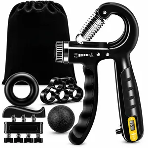 Hand Grip Strengthener Kit - Adjustable Resistance Gripper, Finger Exerciser, Stress Ball & Forearm Trainer 5-in-1 Set for Comprehensive Workout & Rehabilitation