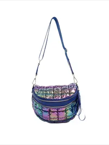 Women's Crossbody Bag, Adjustable Crossbody Bag, Plush Waist Pack, Quilted Checkered Design, Fashionable Chest Bag, Perfect for Cotton Coats, Stylish and Trendy, Crossbody Shoulder Purse