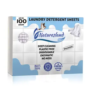 Naturesland Premium Laundry Detergent Sheets Unscented - 100 Load Eco-Friendly Laundry Strips - Hypoallergenic, Zero-Waste, Plastic-Free - Ideal for Apartments, Dorms, Travel 50ct.