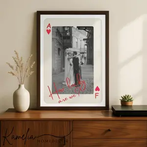 Playing Card Couple Poster Unframed, Custom Romantic Photo Poster Wall Art, Valentine Gift For Boyfriend, Anniversary Birthday Printable Love Art