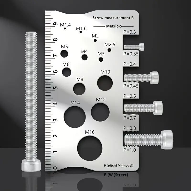 New 304 Stainless Steel Screw Measuring Ruler Set, Engraved Rulers, Hand Tool, Measuring Instrument, engraved for thread and distance measurement, screw and bolt gauge, precise pitch measurement caliper M12, Father's Day gift, Tool, Measuring Tools