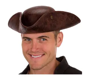 Distressed Brown Tricorn Pirate Hat - Colonial - Costume Accessory - One Size